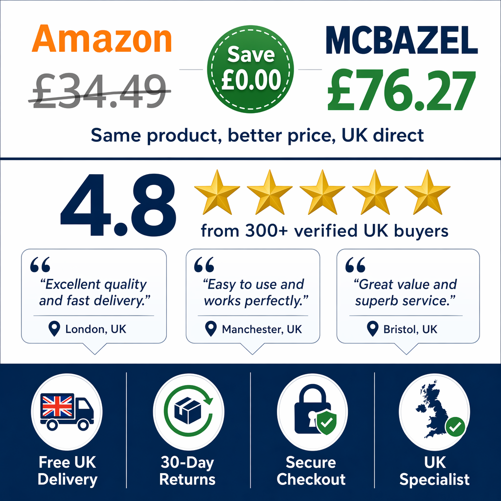 MCBAZEL vs Amazon price comparison with trust badges
